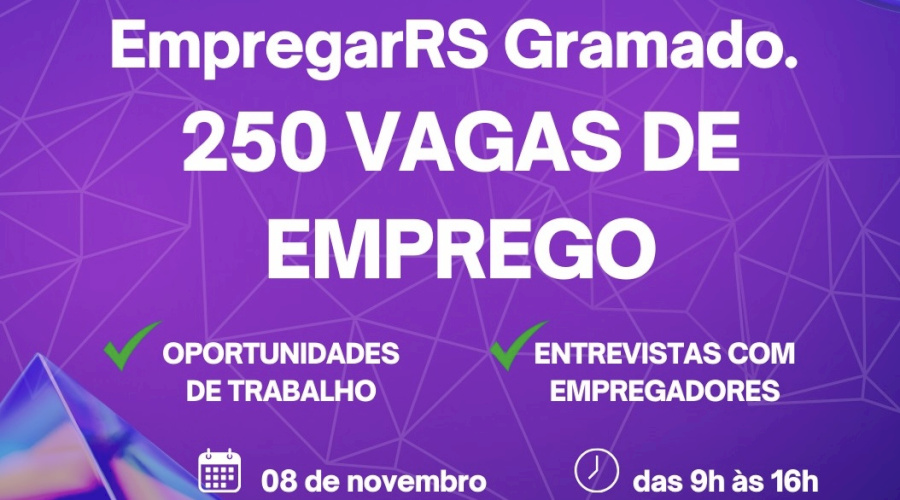 EmpregarRS Gramado acontece dia 08 de novembro no Expogramado, com mais de 250 vagas disponíveis